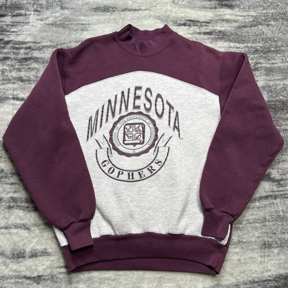 Vintage 90s Minnesota Gophers Sweatshirt Mens M Maroon Gray NCAA Football